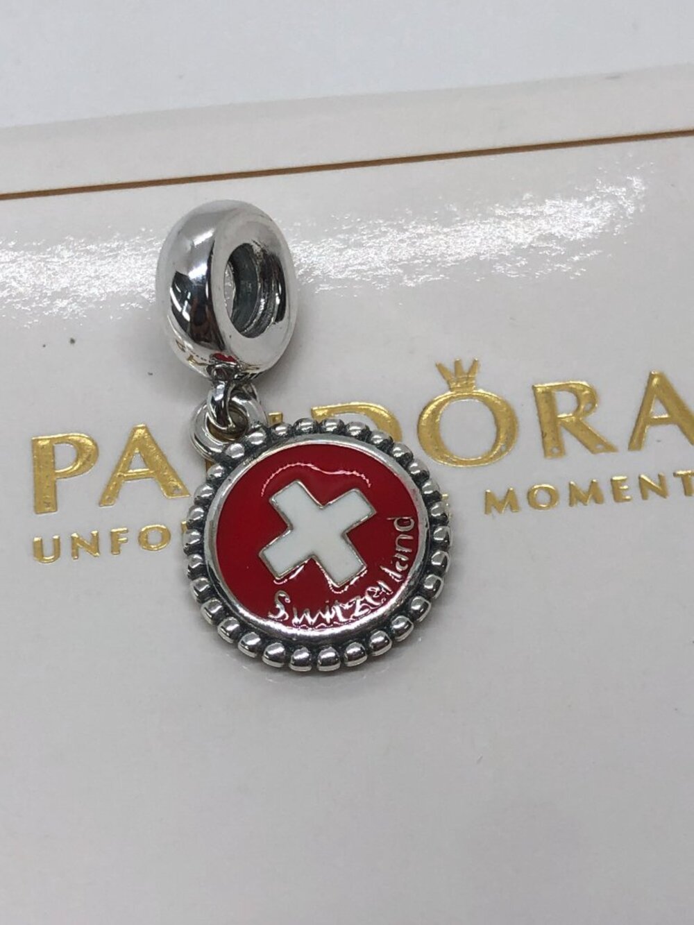✨🔥 Pandora Exclusive Country of Switzerland Flag Dangle Moments charm